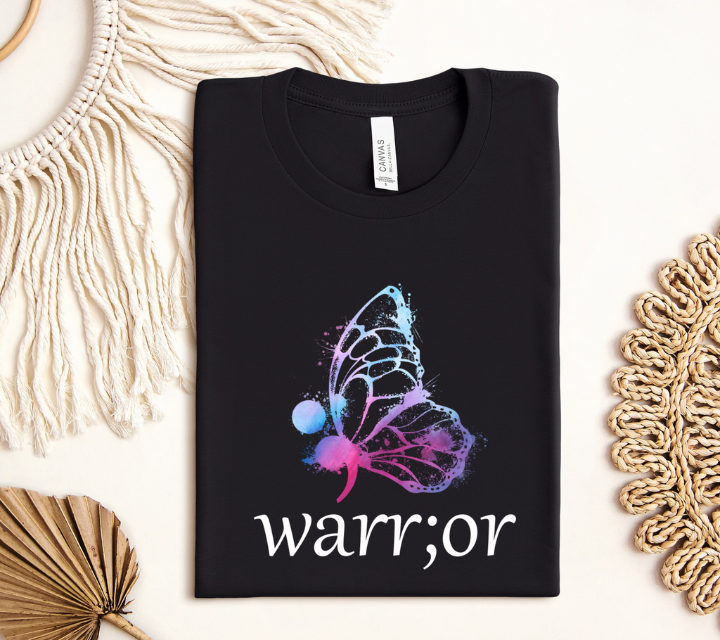 Warrior Butterfly Tee – Mental Health Awareness Cotton Shirt