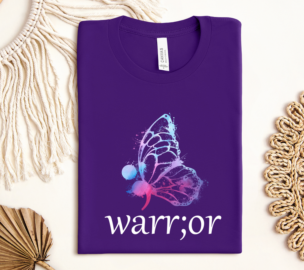 Warrior Butterfly Tee – Mental Health Awareness Cotton Shirt