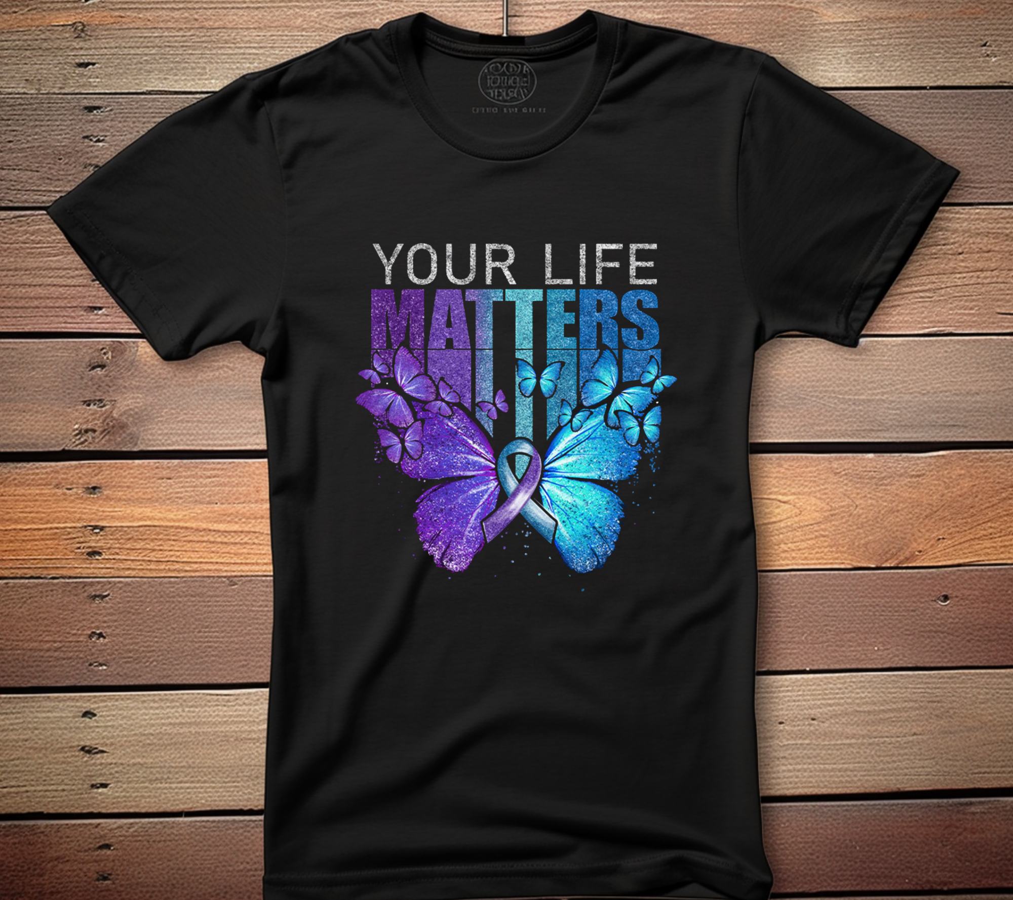 Your Life Matters Suicide Awareness Faux Glitter Tee
