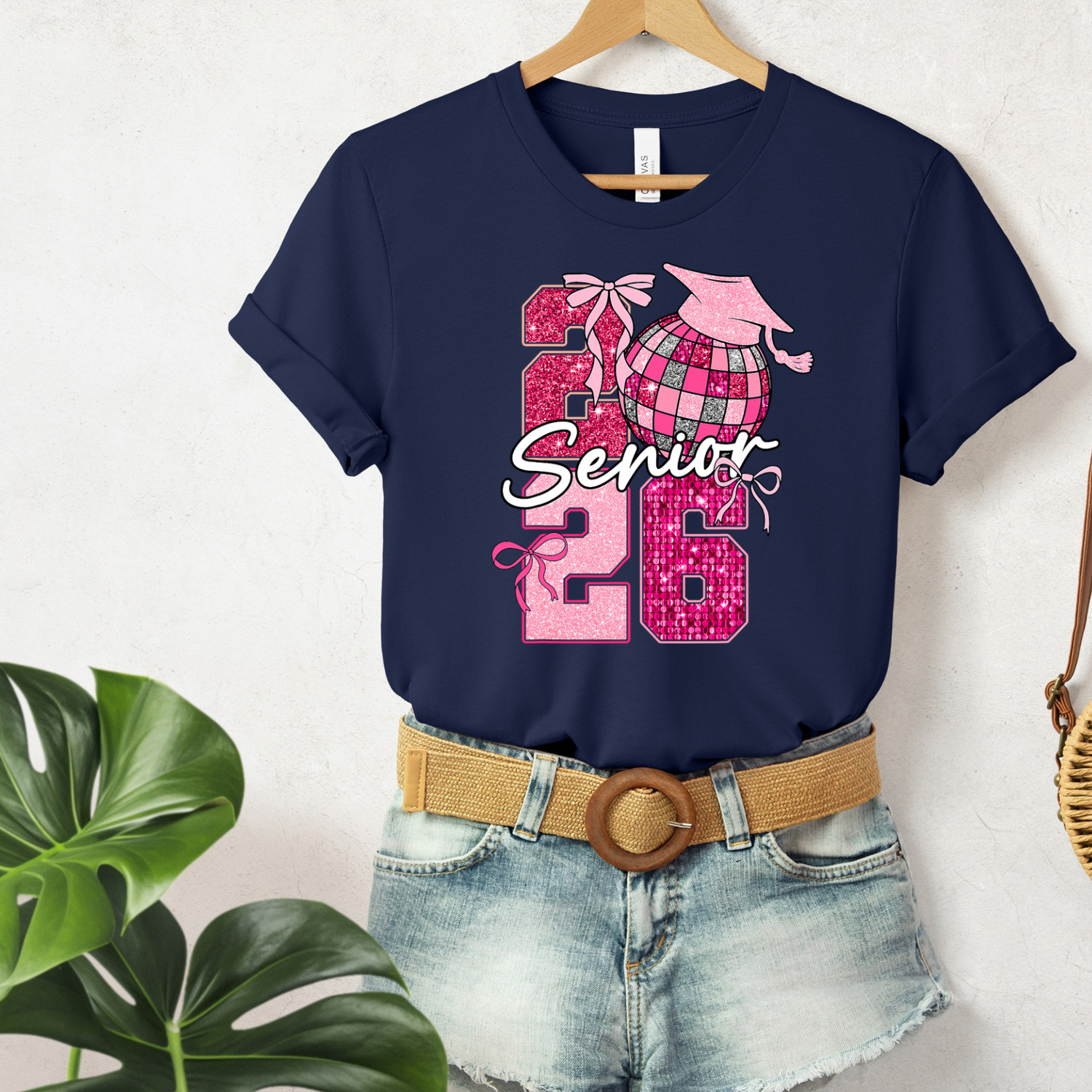 Retro Faux Glitter Senior Graduate 2026 Graphic Tee