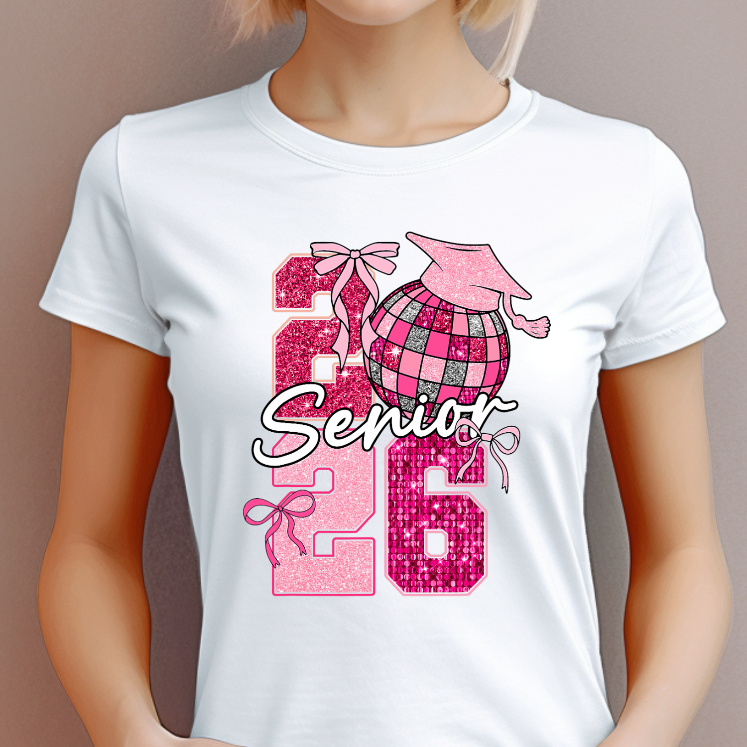 Retro Faux Glitter Senior Graduate 2026 Graphic Tee