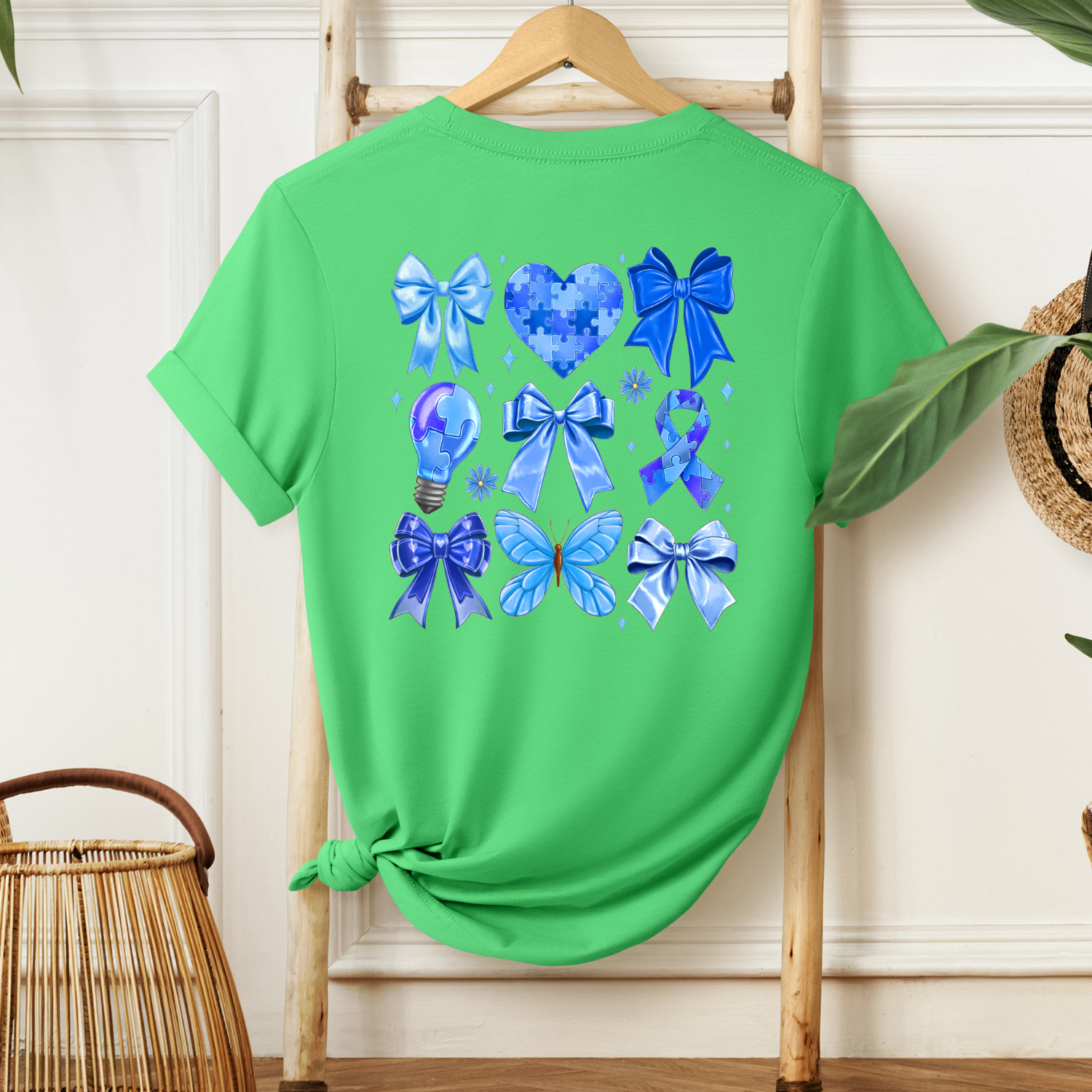 Autism Support Butterflies and Bows Tee