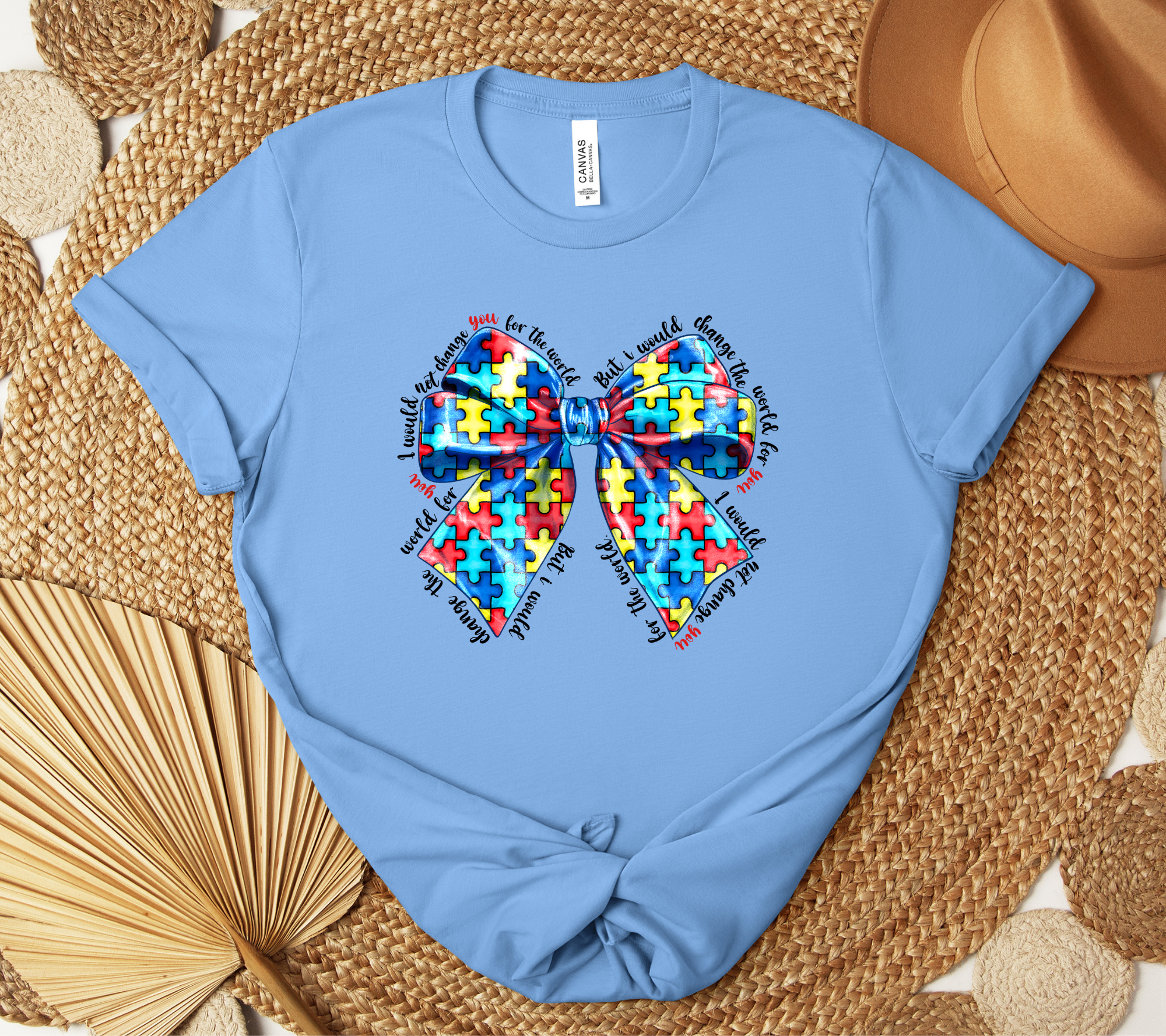 I Would Not Change You for the World, but I Would Change the World For You Autism Support Bow Graphic Tee