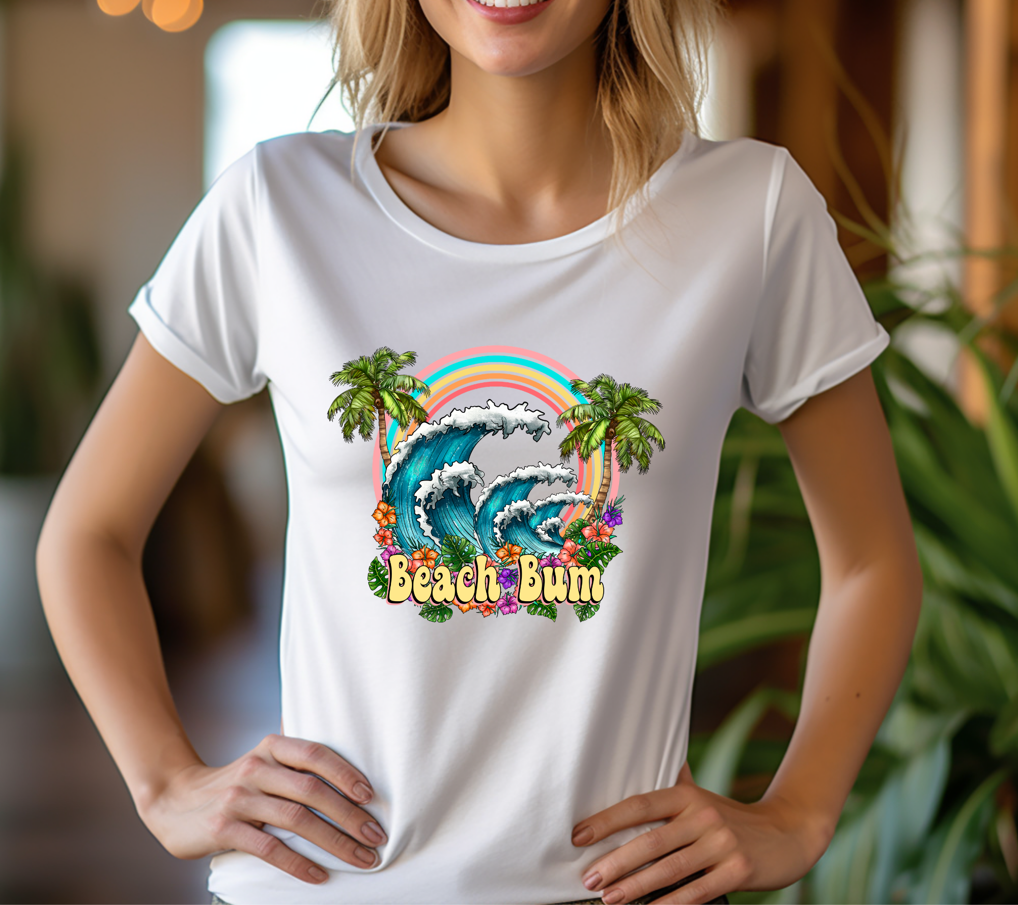 Beach Bum Summer Waves Graphic Tee