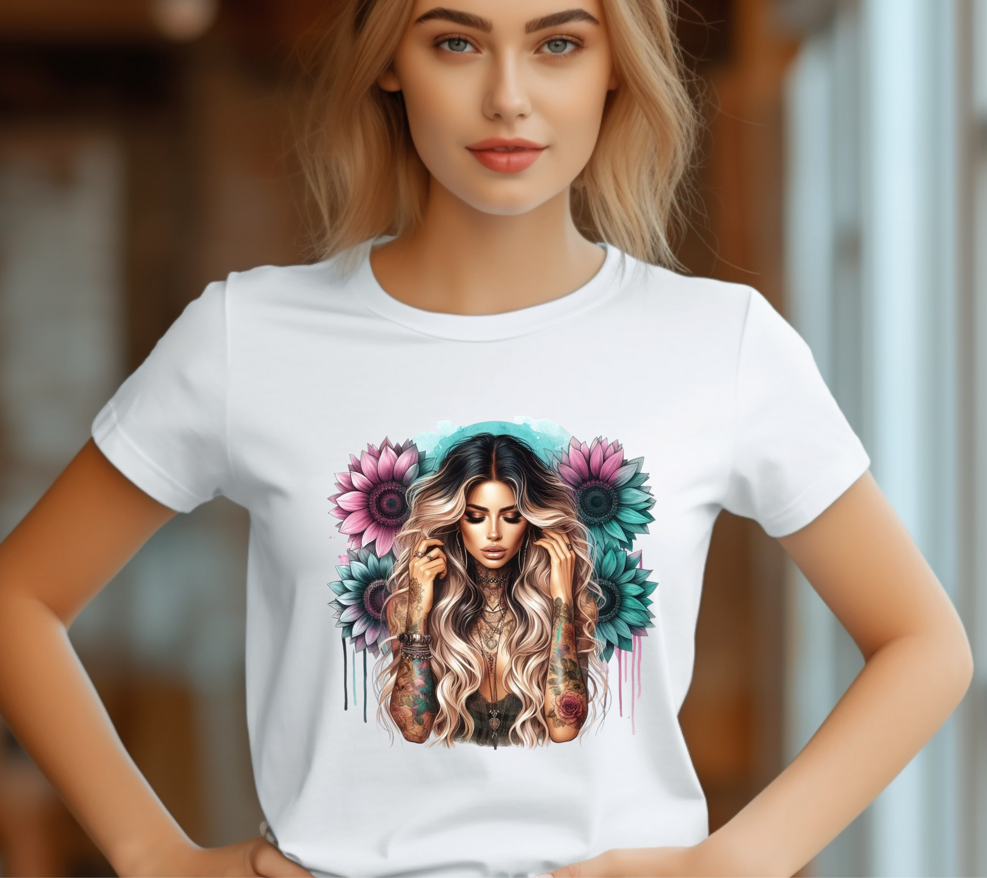 Tattooed Boho Woman Graphic Tee