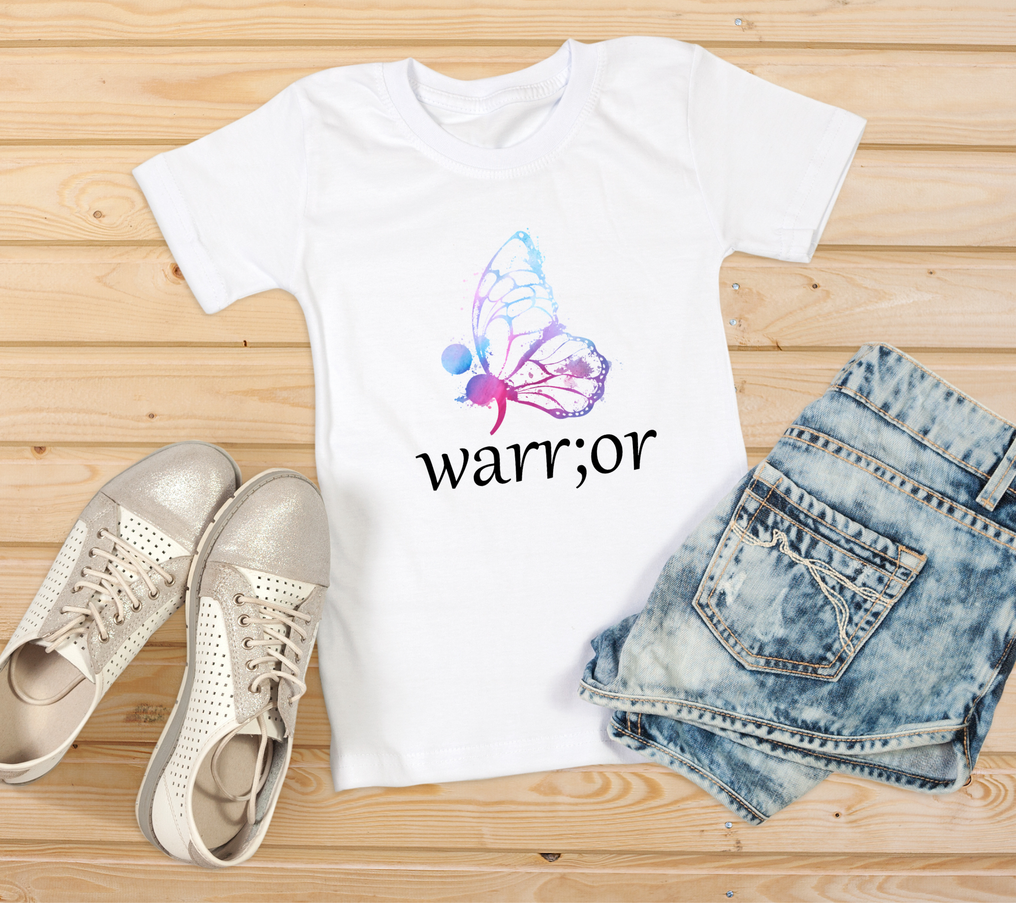 Warrior Butterfly Tee – Mental Health Awareness Cotton Shirt