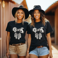 Western Cow Print Bow & Feather Graphic Tee