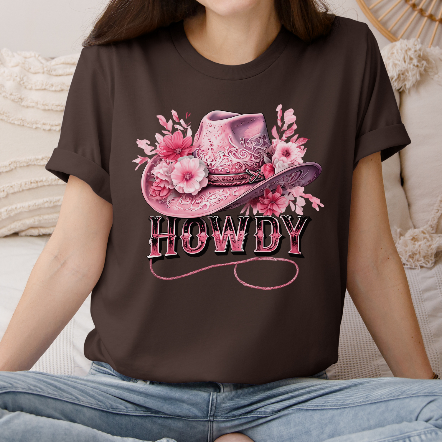 Pink Floral Howdy Cowgirl Graphic Tee