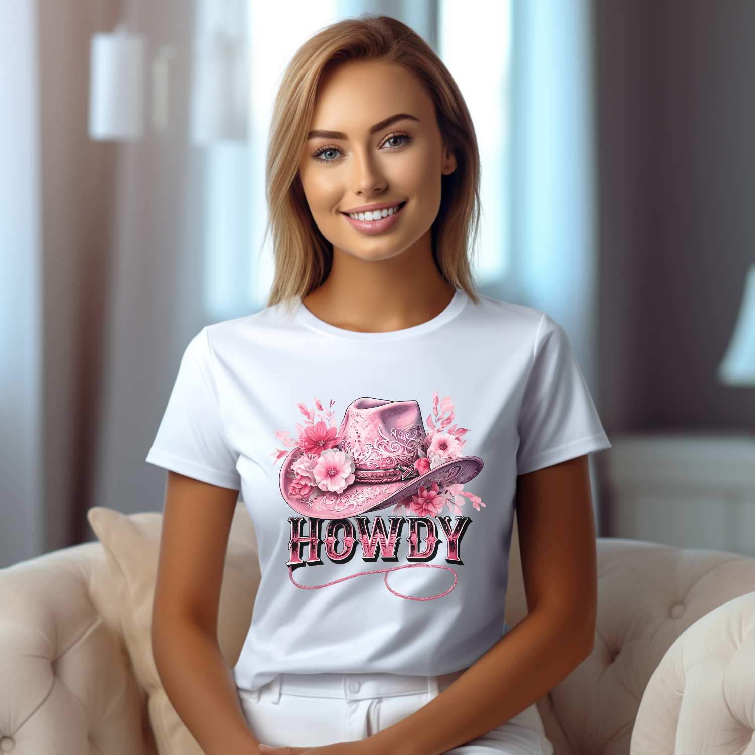 Pink Floral Howdy Cowgirl Graphic Tee