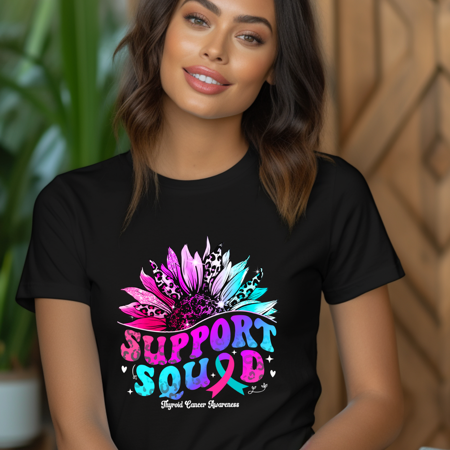 Support Squad Thyroid Cancer Awareness Sunflower Tee