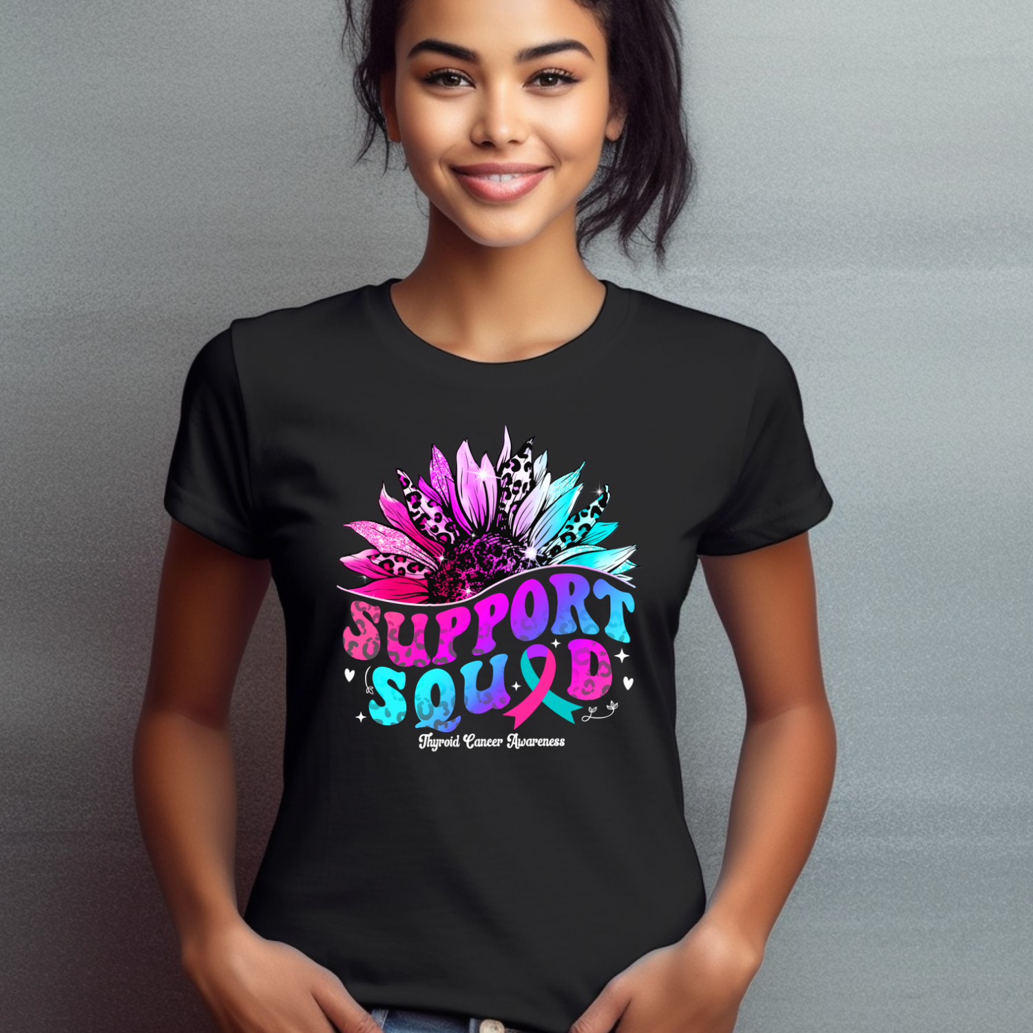 Support Squad Thyroid Cancer Awareness Sunflower Tee