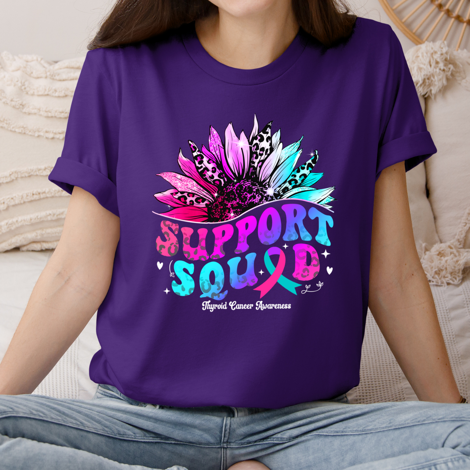 Support Squad Thyroid Cancer Awareness Sunflower Tee