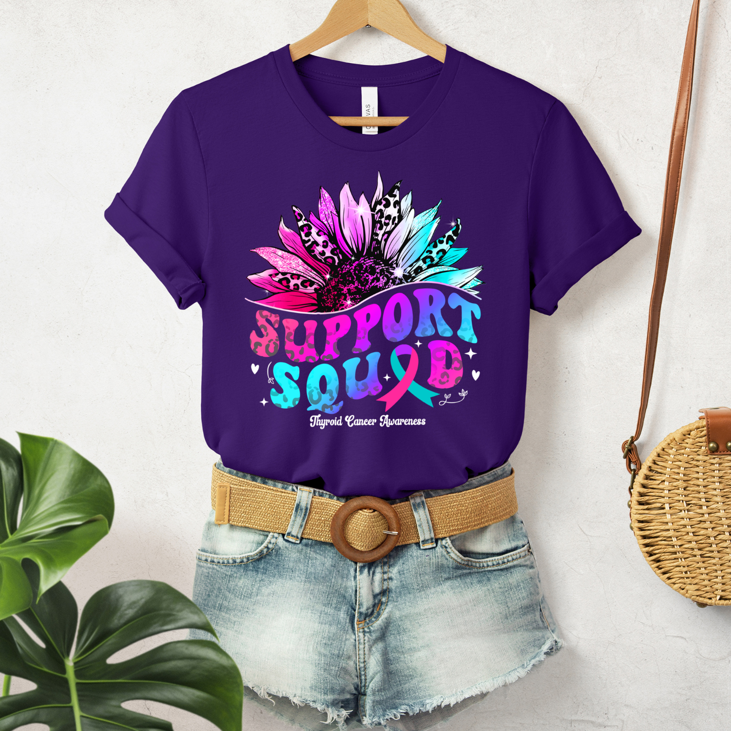 Support Squad Thyroid Cancer Awareness Sunflower Tee